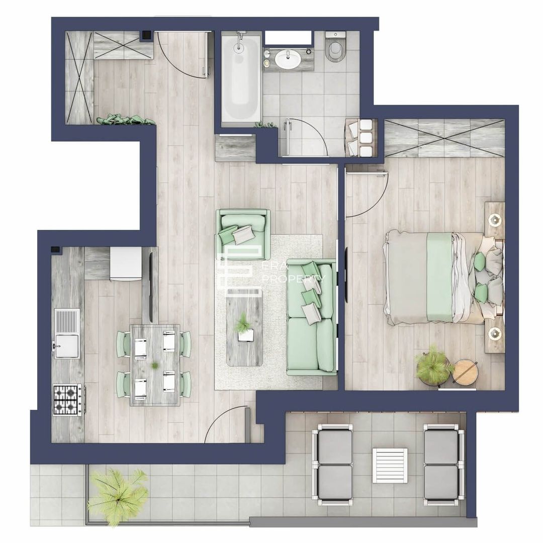 Apartament 2 camere balcon generos,  zonă liniștită Sibiu - Schiță 16