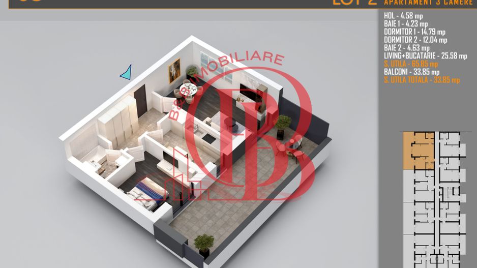 Apartament 3 camere Modern Titan Th. Pallady-Sector 3 - Schiță 2