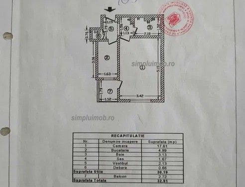 Garsoniera spatioasa Etaj Intermediar Doamna Ghica Sector 2 - Schiță 8