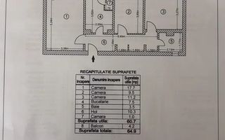 3 Camere - 65MP | Decomandat | 4/10 | Metrou Brancusi la 4 minute - Schiță 6