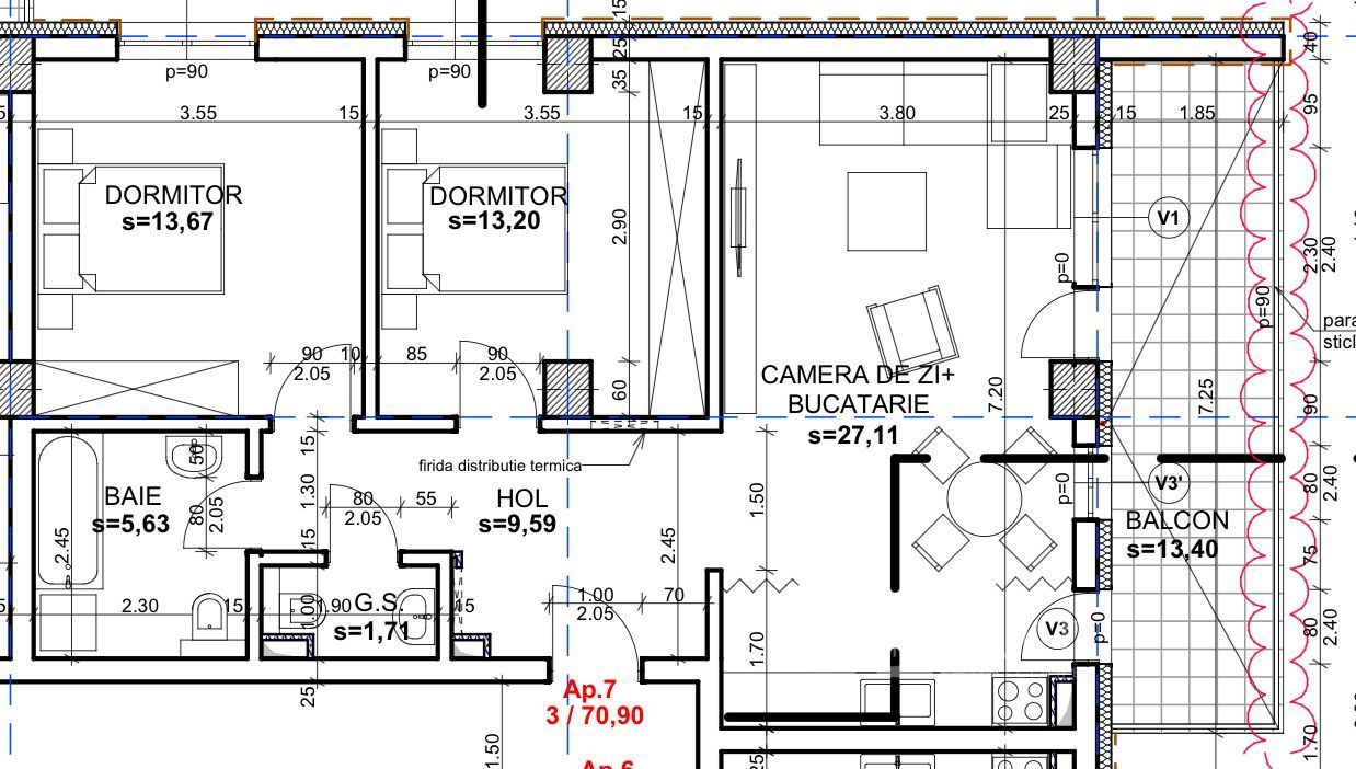 Apartament 3 camere Andrei Muresanu Sud cu CF si parcare subterana - Poză 2