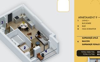 Apartament 2 camere | Popești-Leordeni | 7 minute  metrou Berceni - Poză 2