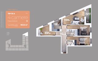 Apartament 4 camere Titan Auchan Liviu Rebreanu Comision 0 - Schiță 9