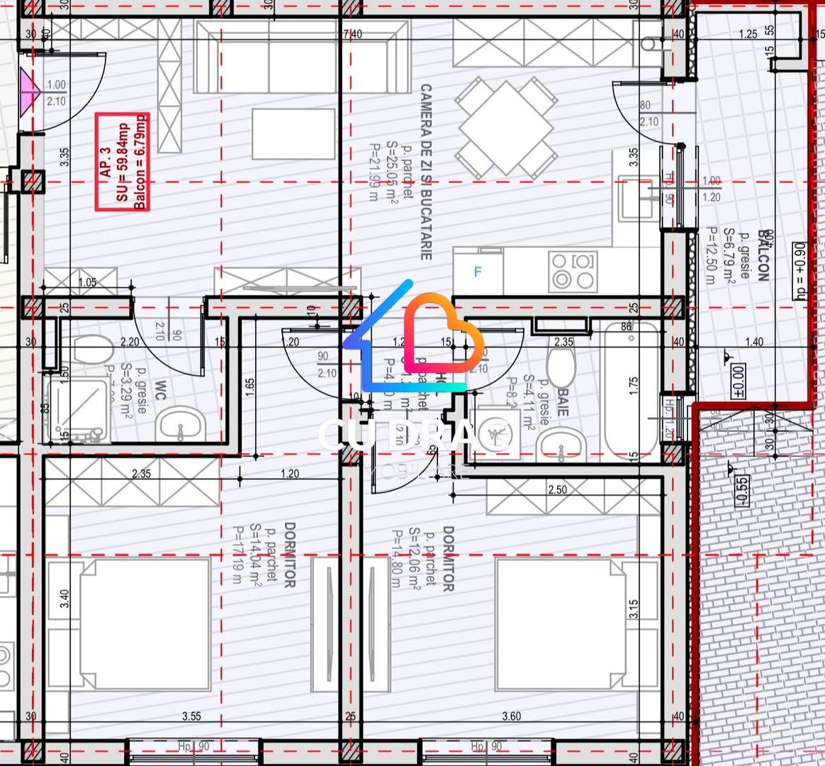 Apatament 3 camere Selimbar et 1 ,orientare sud - Poză 3