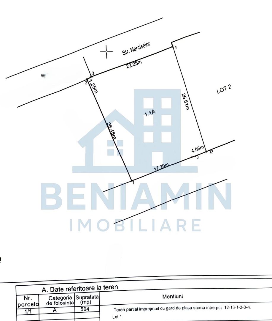 Teren 594mp - toate utilitatile - investitie - Disponibil - Braniste - Schiță 4
