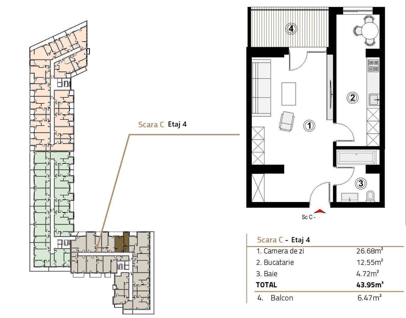 Apartament nou de vanzare 44 mp Soporului Comision 0% - Poză 4