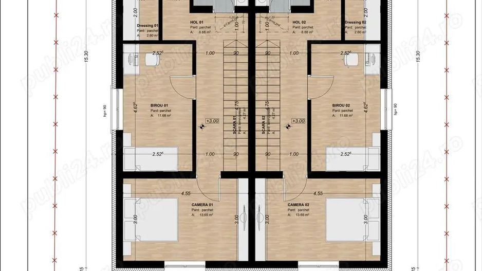 Duplex cu 4 camere, vatra satului, toate utilitatile - Sacalaz - Poză 13