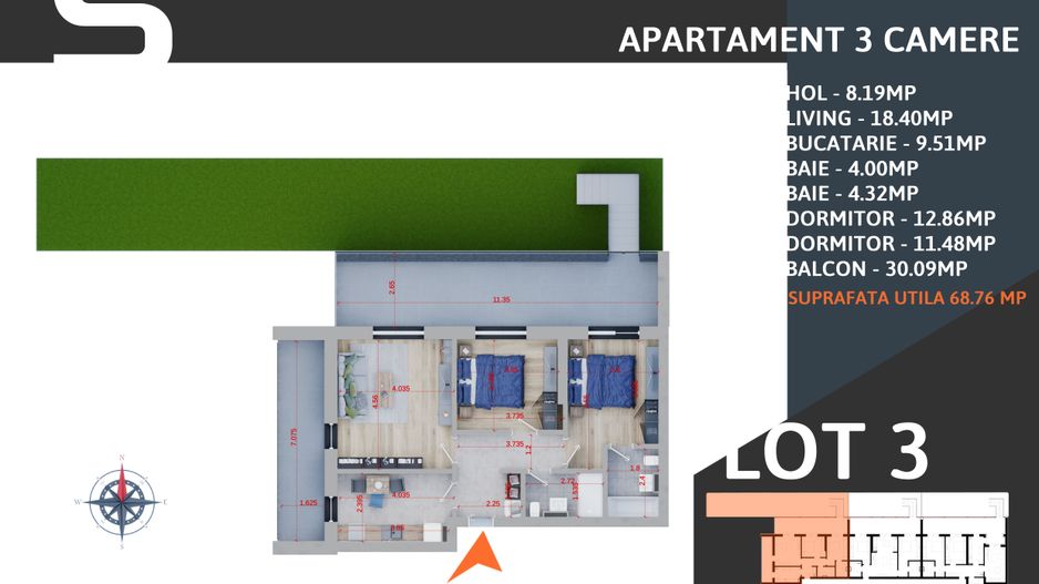 AP 3 CAM. _TERASA_GRADINA 83MP_LOC DE PARCARE INCLUS / PALLADY! - Poză 3