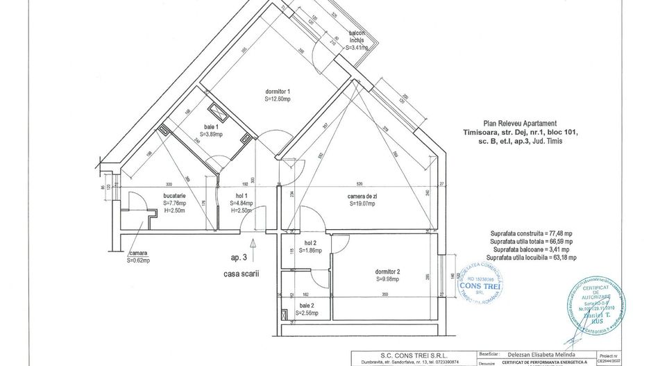 COMISION 0% | Apartament 3 Camere | Zona Aradului | Etaj 1 | 67 mp - Poză 19