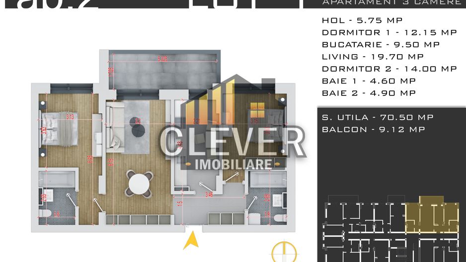 Apartament nou 3 camere, Avans flexibil, BONUS Parcare Subterana - Poză 1