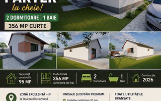 Casă Parter Modernă de Vânzare | 2 Dormitoare | Curte 356 mp - Poză 1