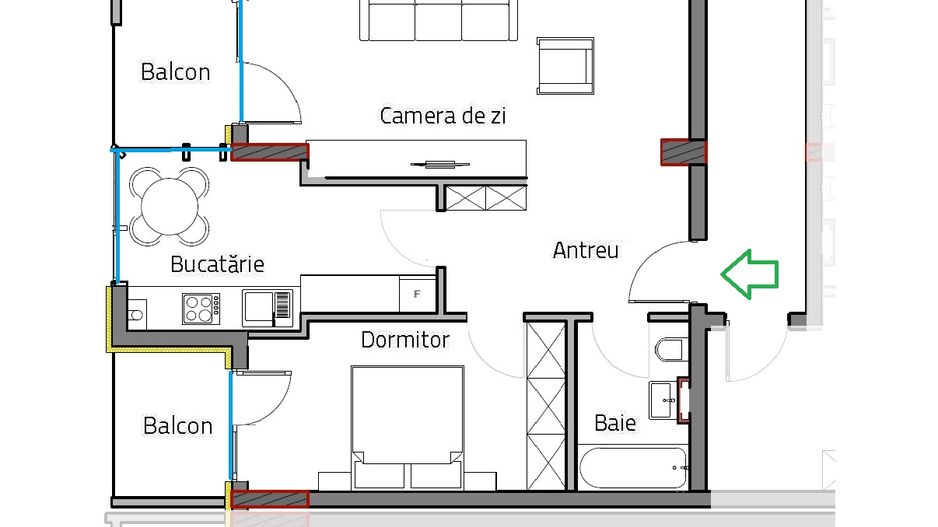 Apartament nou de vanzare 58 mp Soporului Comision 0% - Poză 7