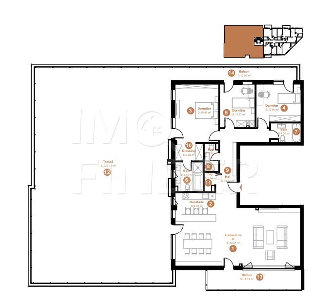 Penthouse spectaculos  139 mp  cu terasa de  254 mp, zona VIVO - Poză 2