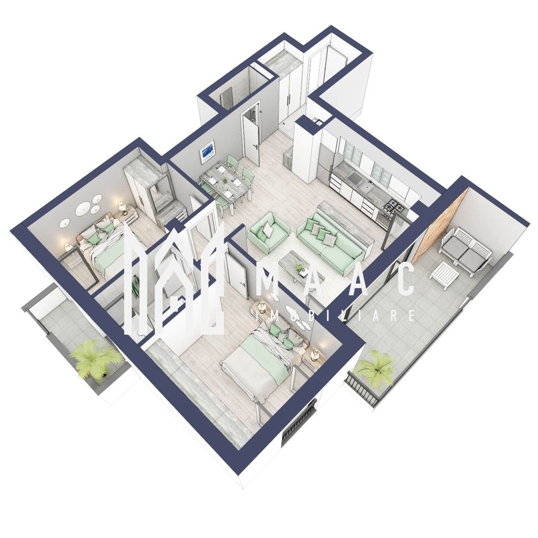 Apartament 3 camere | Balcoane 15.1 mp | Etaj II | Turnisor - Poză 4