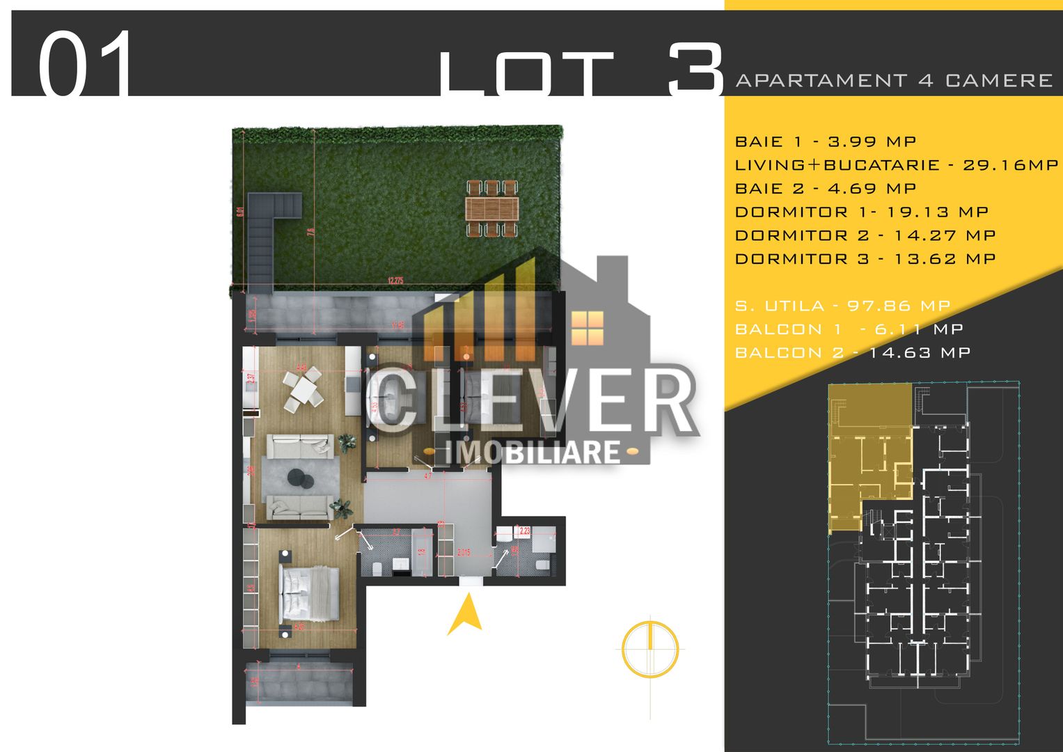 Apartament 4 camere Gradina Proprie Theodor Pallady Sector 3 - Schiță 11