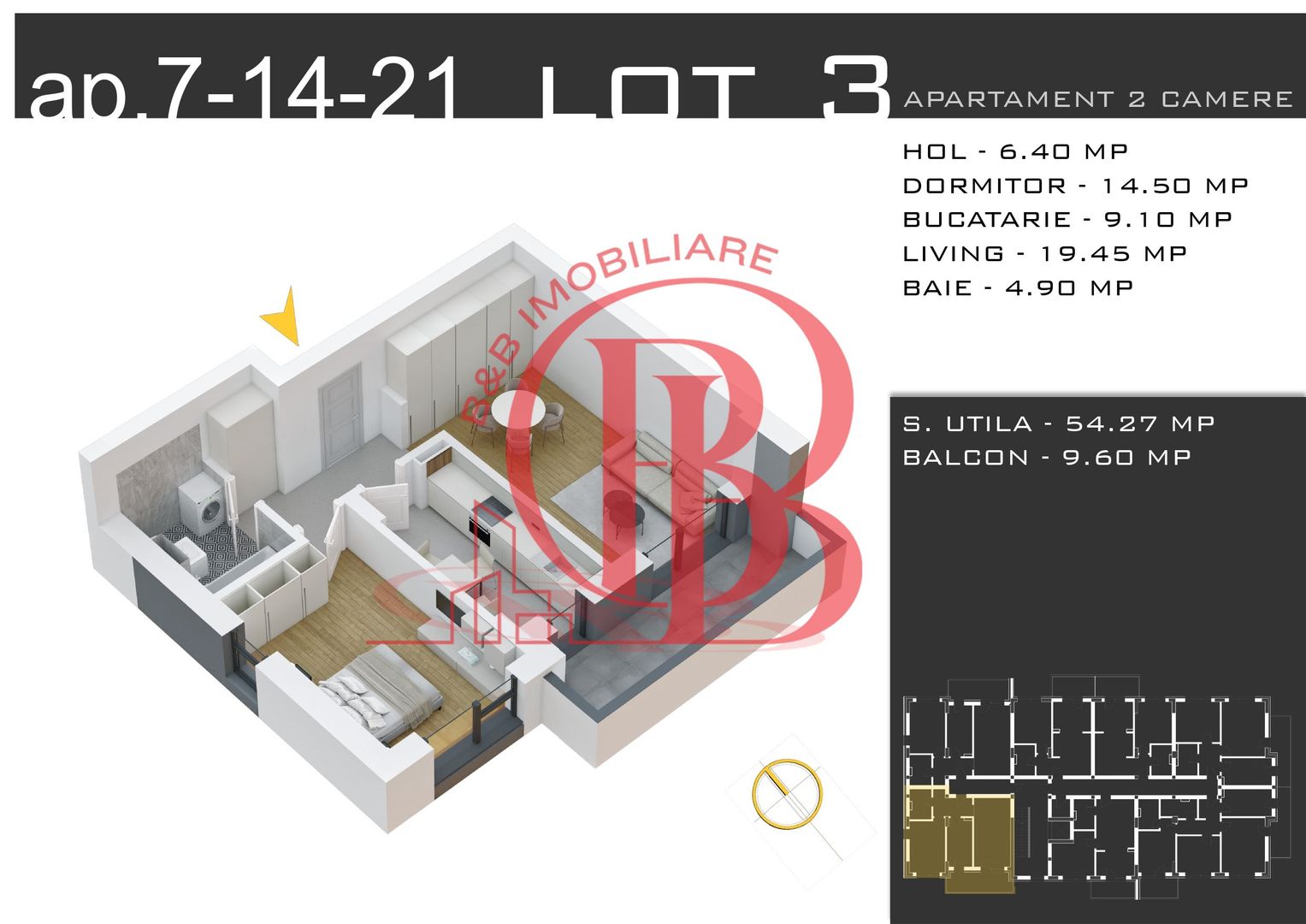 2 camere decomandat -Theodor Pallady-Metrou Nicolae Teclu - Schiță 12