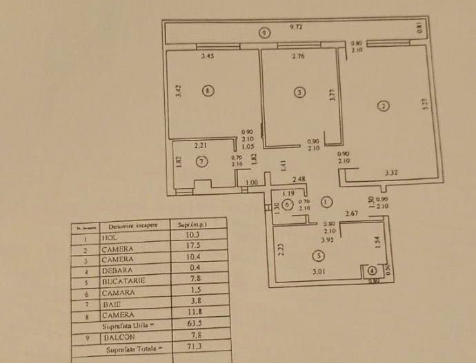 Apartament 3 camere bloc reabilitat langa Metrou Constantin Brancusi - Schiță 10