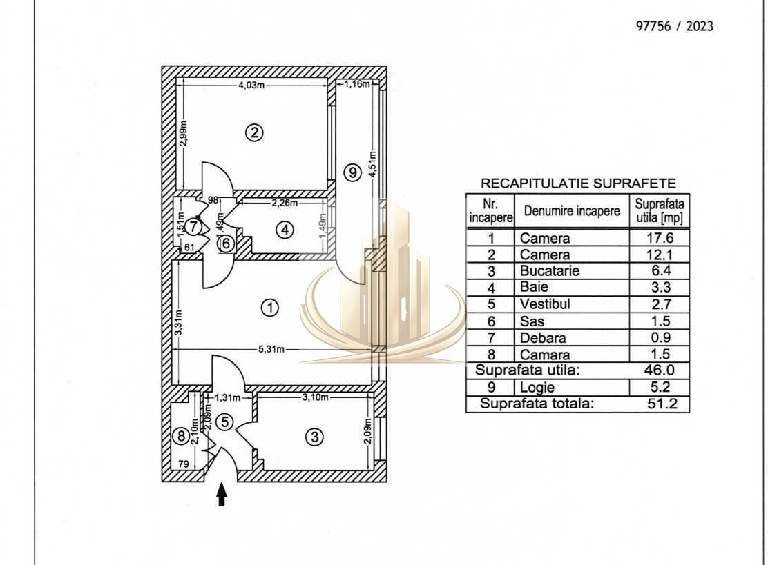 Apartament 2 camere  | 51 mp | Etaj 4/10 | bloc reabilitat - Poză 8