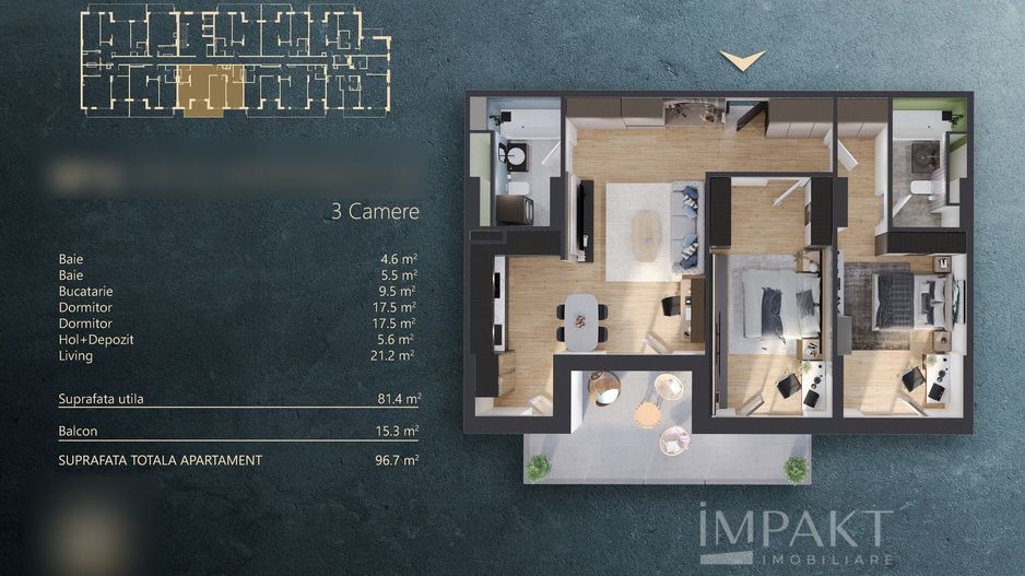 Apartament 3 Camere | Terasa 15mp | Vedere panoramica | Marasti / Iris - Poză 1