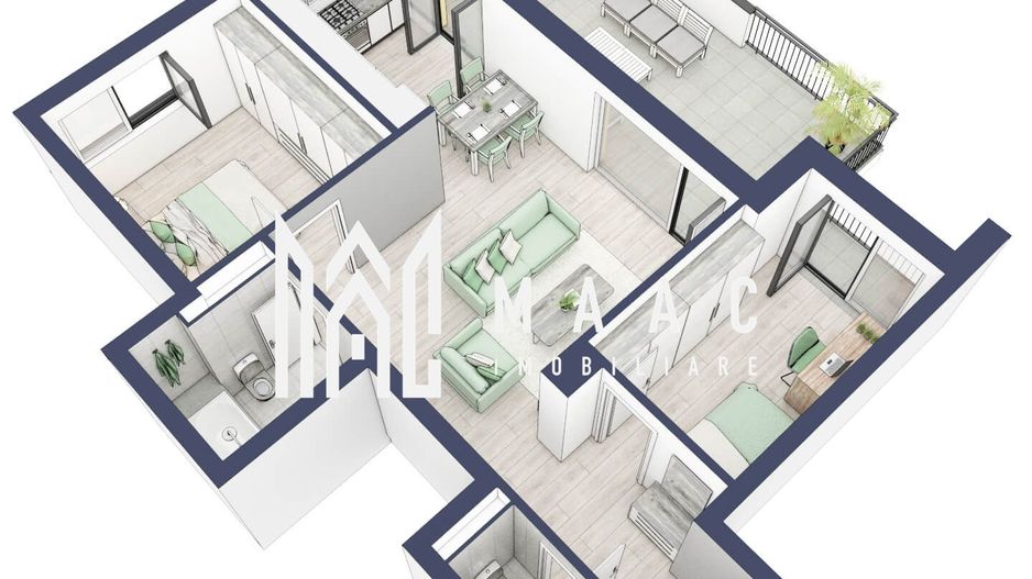 Apartament 3 camere | Balcon 27.3 mp | Etaj 3 | Turnisor - Poză 5