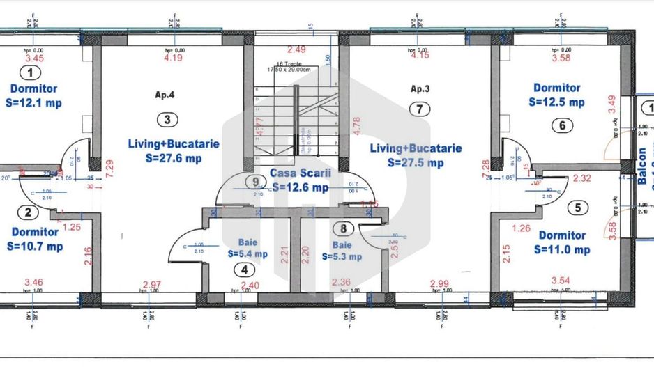 Apartament 3 camere 2 locuri de parcare zona Turnisor - Schiță 3