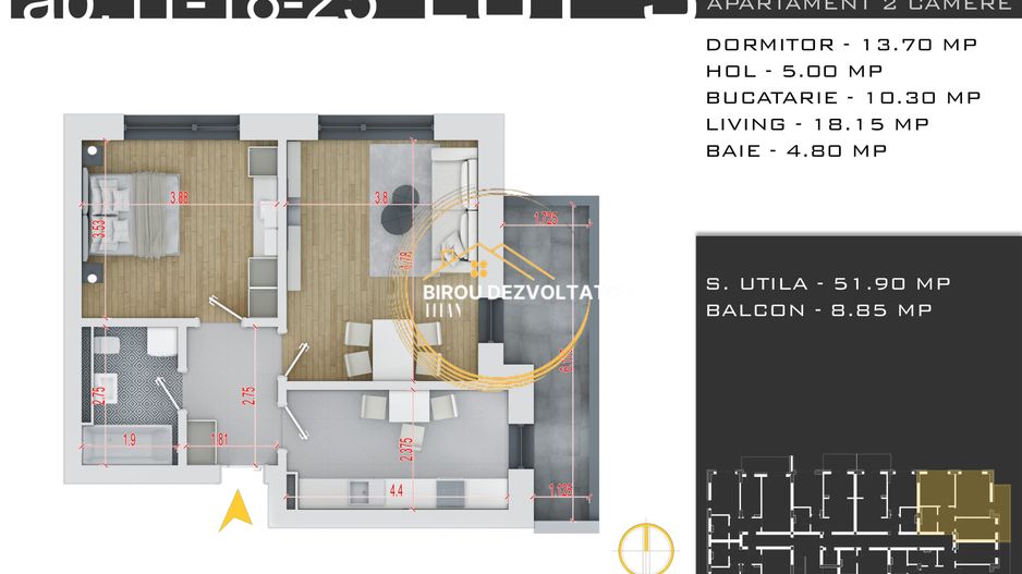 Titan Pallady Decomandat Bucatarie inchisa Parcare bonus 15min Metrou - Schiță 1