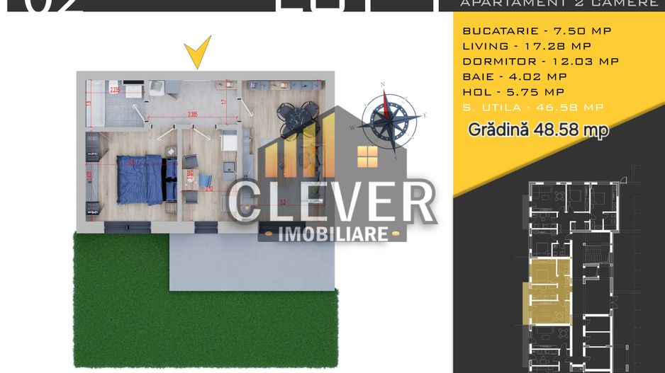 Apartament 2 Camere cu Gradina Proprie si loc de parcare - Poză 1