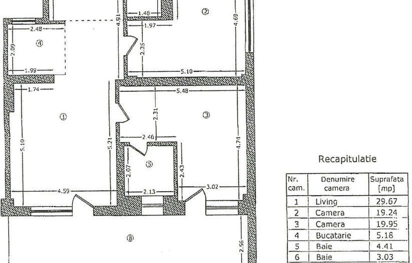 3 camere 89mp + terasa la sol  26mp | HERASTRAU - Schiță 12