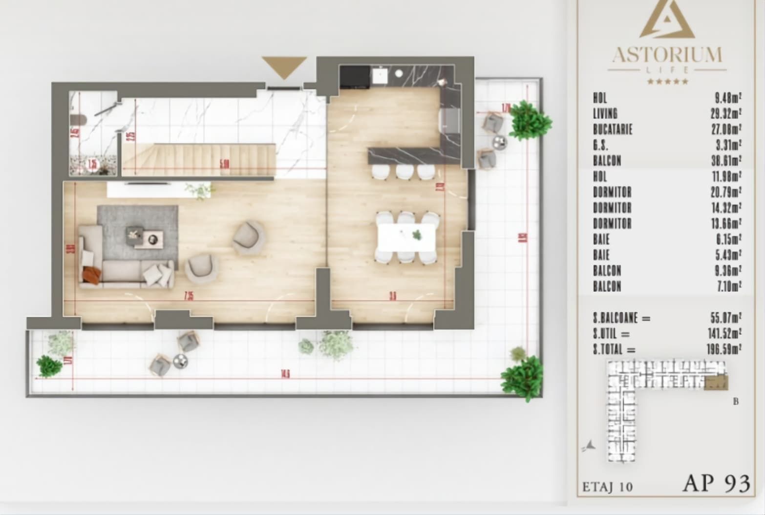 PENTHOUSE PESTE 141MP. UTILI IN PROIECTUL ASTORIUM LIFE! - Poză 3