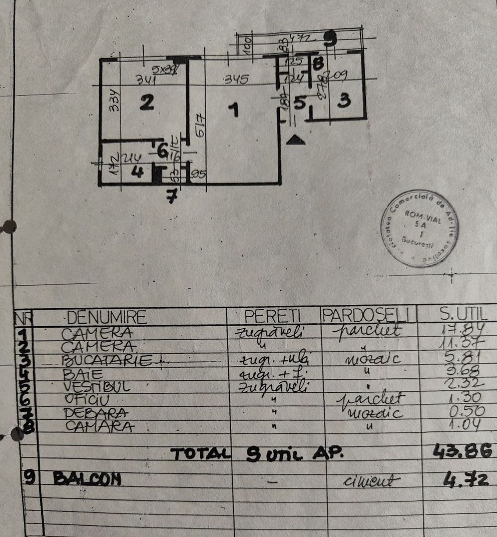 AP 2 CAMERE 1 MAI, BUCATARIE INCHISA, METROU 3 MIN, CENTRALA, COMIS 0% - Schiță 7