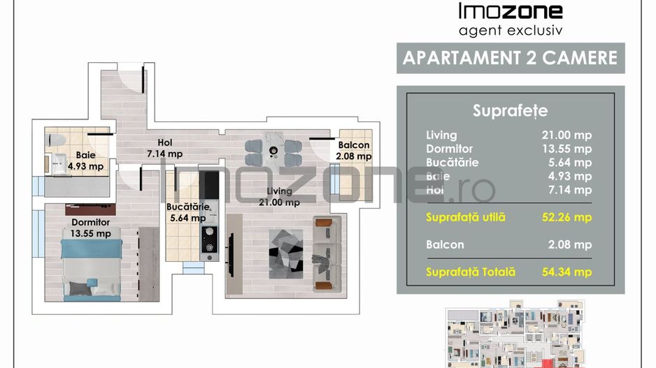 2 Camere | Decomandat | 54 mp | Baie cu Geam | Bloc Nou | Militari | Autogara - Poză 7