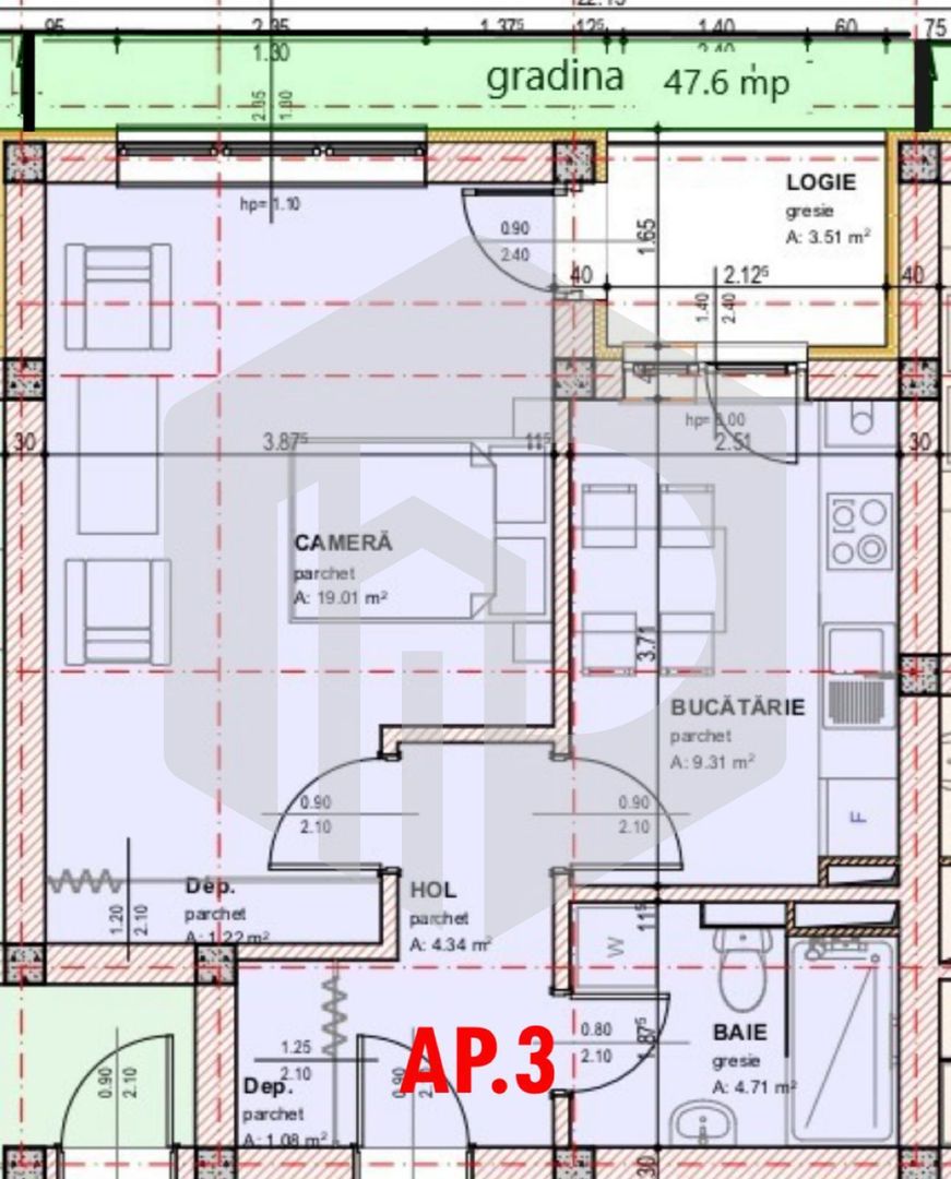 Apartament 2 camere cu terasa si gradina de 47.6 mp| Str. Pictor Brana - Poză 3