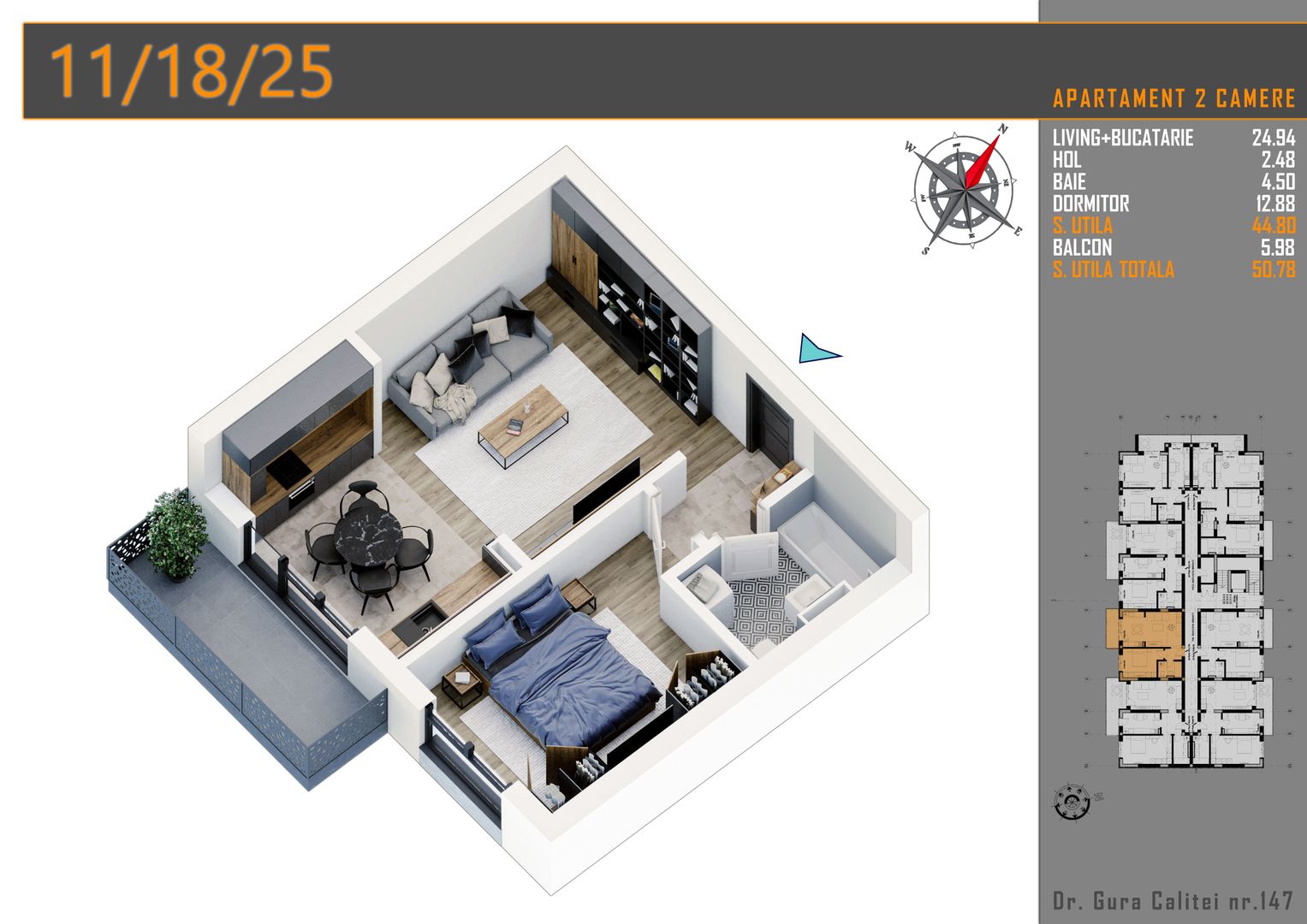 2 camere  Metrou Teclu- Titan Pallady -parcare bonus - Schiță 7