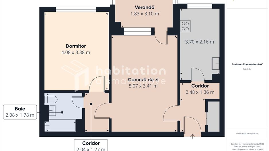 2 camere, et 3, bloc cu lift – vedere la bulevard,  Girocului - Kaola - Poză 22