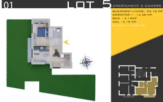 Apartament 2 camere cu Gradina Theodor Pallady-Finalizat - Schiță 14