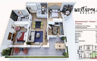 Apartament 3 camere/ Coresi/ Plata Tranşe/ Credit - Poză 3