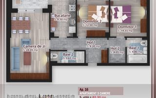 AP. 3 CAM. SPATIOS(82MP UTILI)+LOCUL DE PARCARE INCLUS / PALLADY! - Poză 1