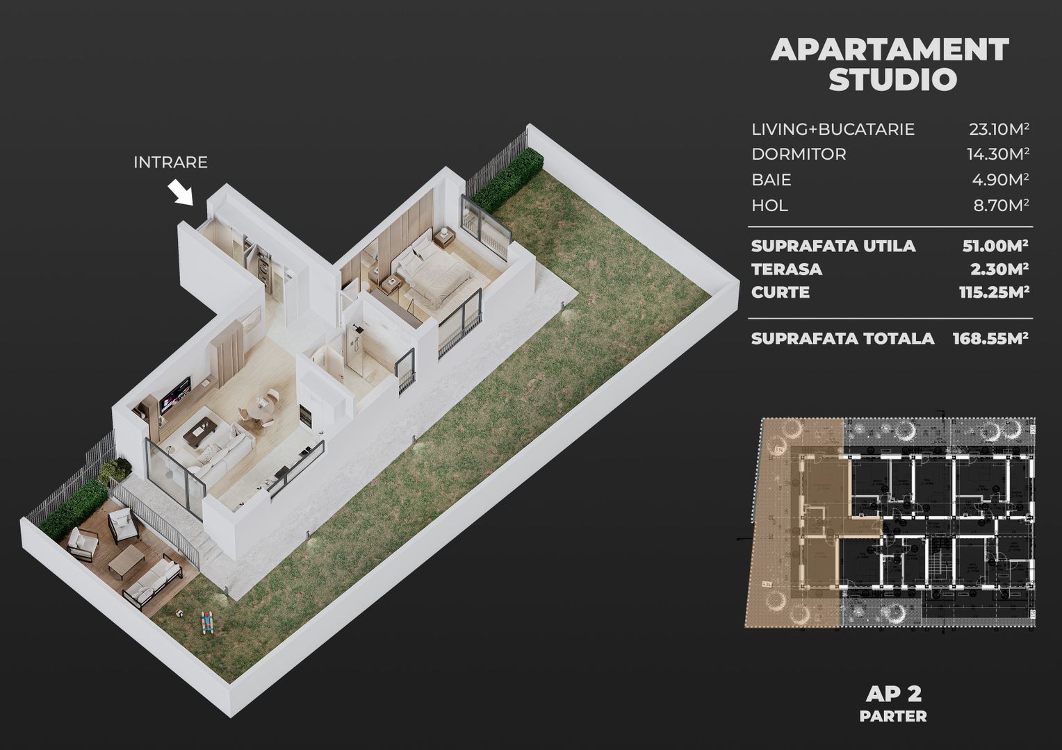 2cam.studio dec+curte+parcare, semicentral Popesti-Leordeni - Poză 2