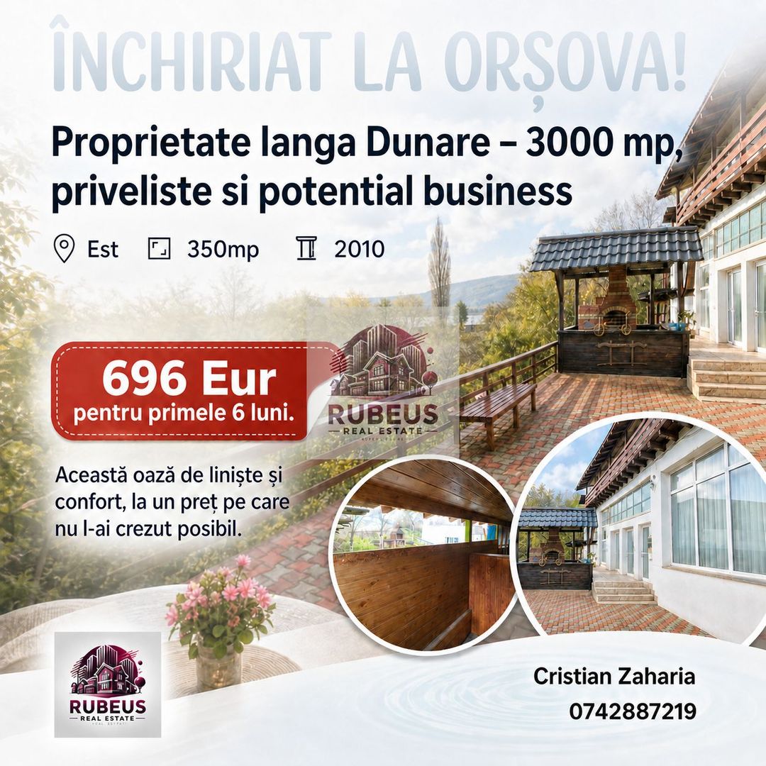 Proprietate langa Dunare – 3000 mp, priveliste si potential business - Poză 1