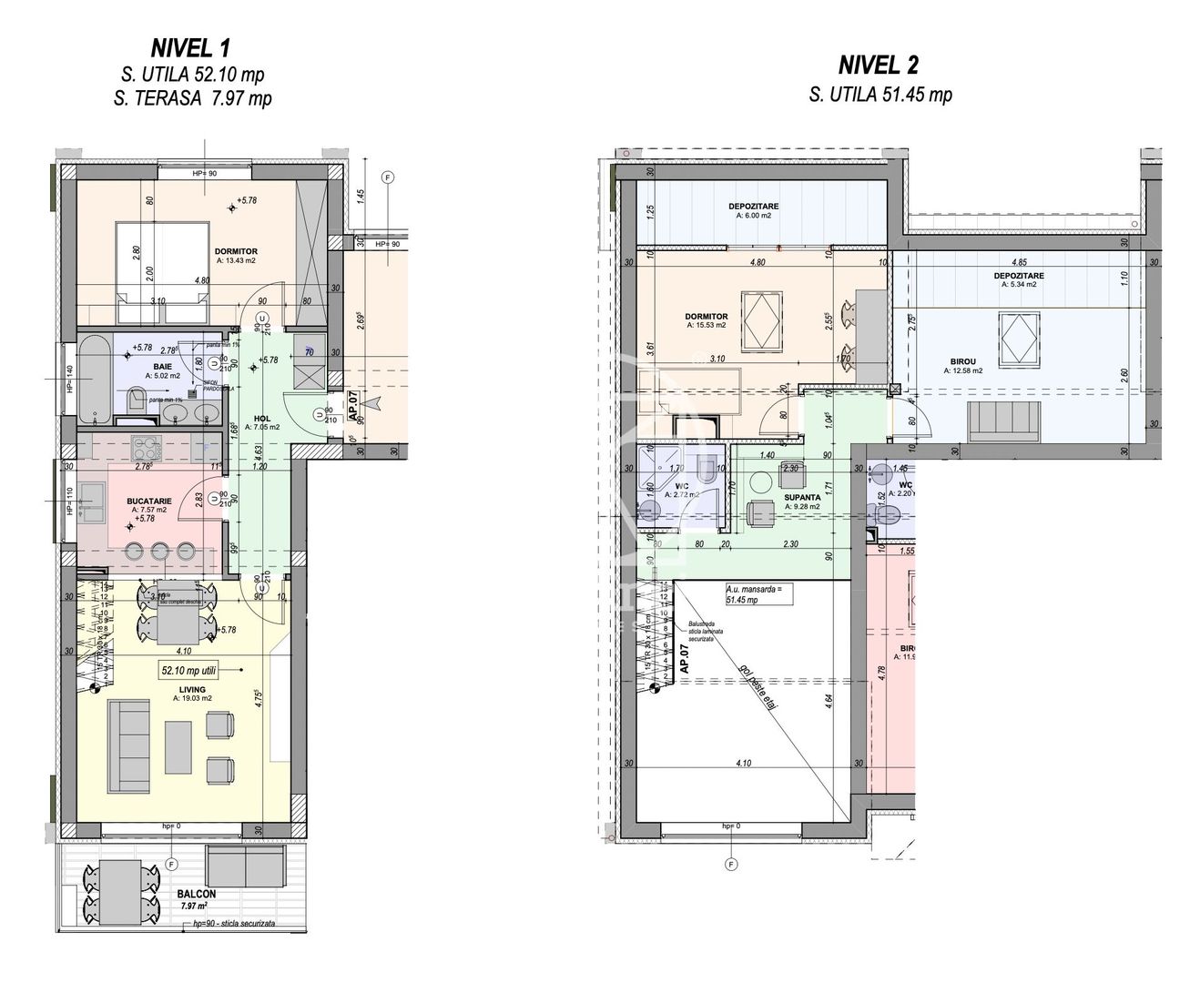 Penthouse 4 camere - mobilat si utilat - intabulat (WNCL-49F- DO-ap.7) - Poză 14