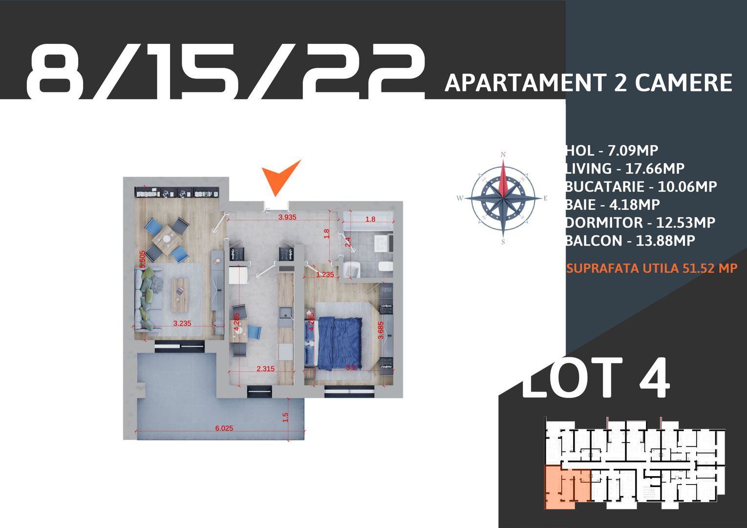 2 camere decomandat Titan  Pallady Metrou Nicolae Teclu - Schiță 8