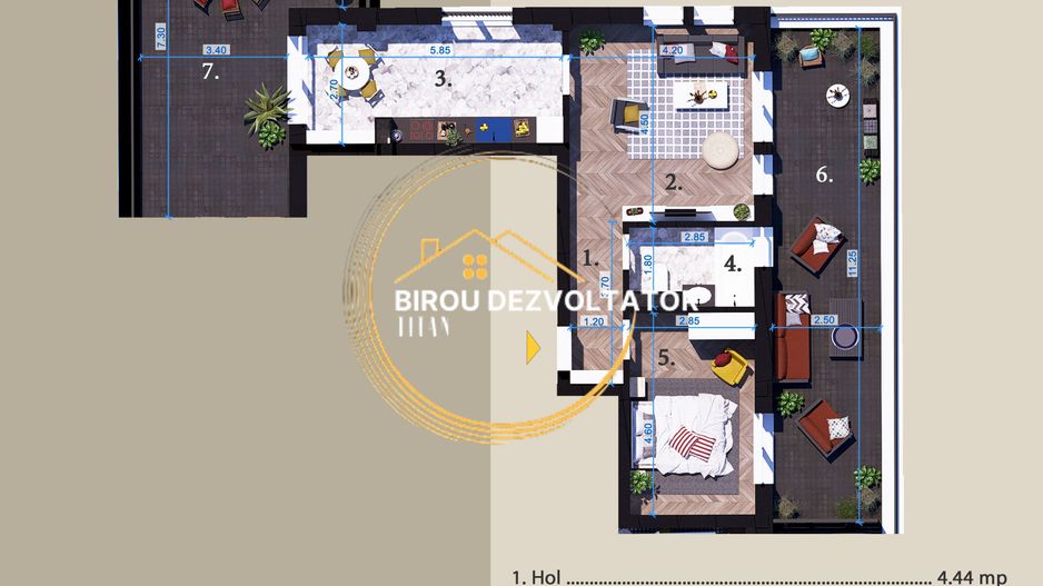 Premium Penthouse zona verde Parc STB Metrou 1 decembrie Pret promo - Schiță 3