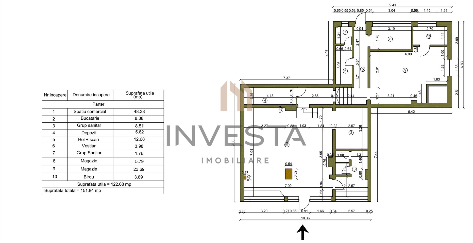 Spatiu comercial de inchiriat -  compartimentat - 125 mp – Manastur - Schiță 2