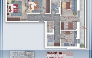 Apartament spațios 3 camere – 89.9 mp – Comision 0% - Pallady