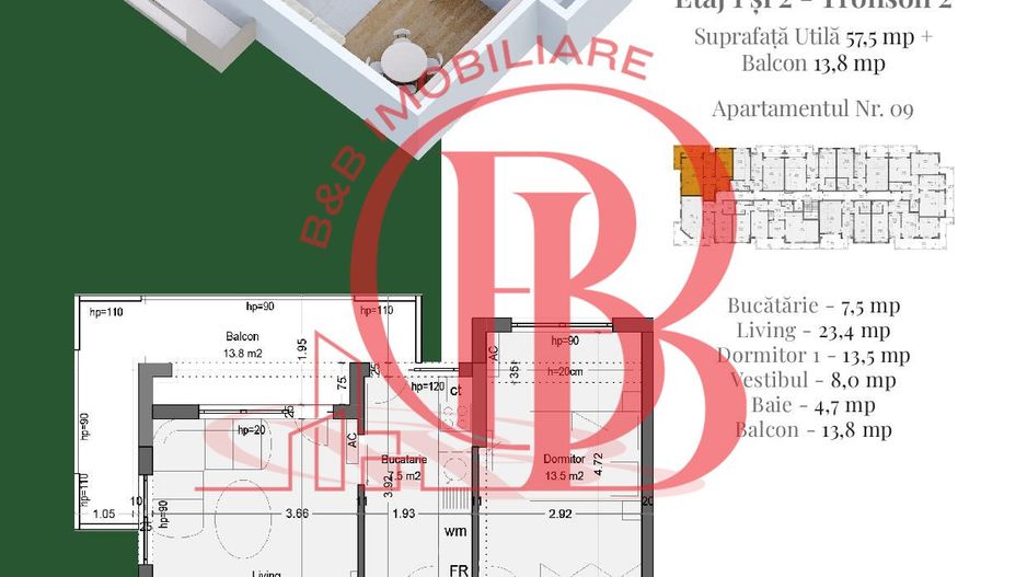 Apartament 2 camere Theodor Pallady Metrou Nicolae Teclu - Schiță 2