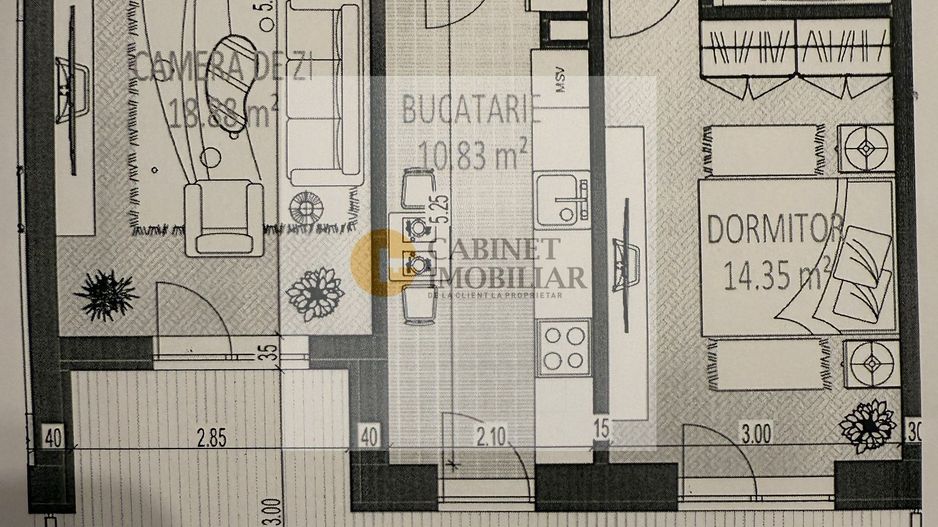 2 Camere - 72MP | Etaj 3/10 | Bloc Nou 2025 | Uverturii | Decomandat - Schiță 20