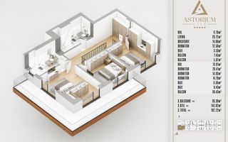 4 camere Duplex  Proiect Premium Titan Pallady - Poză 7