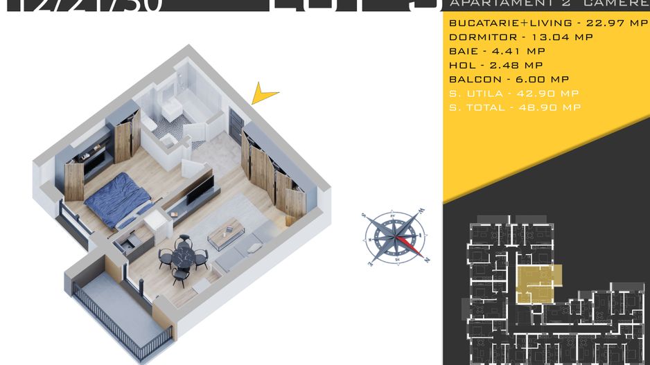 2 camere modern centrala proprie - Metrou Nicolae Teclu - Schiță 1