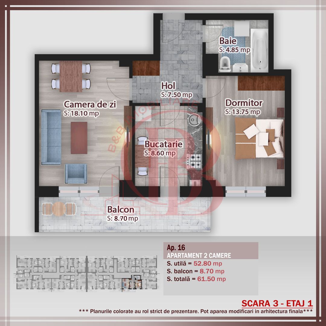 Apartament 2 camere 7 min STB Theodor Pallady-Titan - Schiță 6