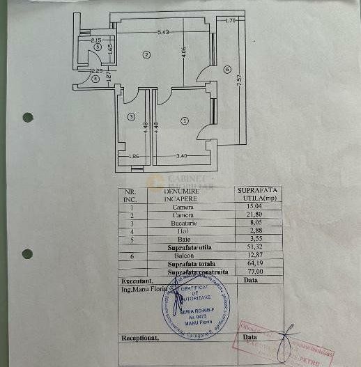 2 Camere - 64 MP | Bloc Nou - 2016 | Hala Traian | Garaj Subteran - Schiță 16